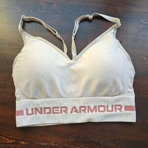 Under Armour Seamless Mid Crossback Sports Bra | Beige Mauve Size M